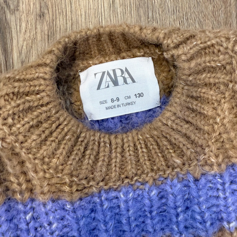Zara Kids Brown and Blue Knit Sweater - Picture 2 of 2